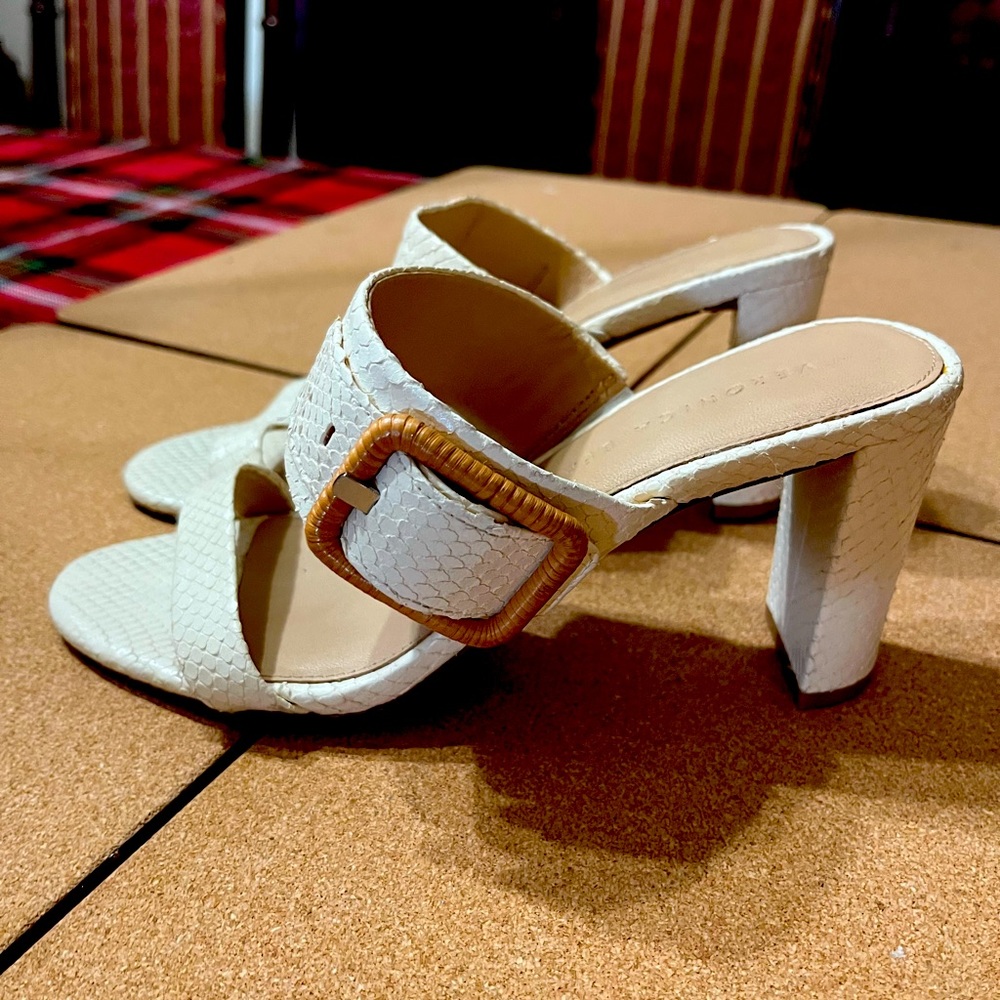 Veronica Beard Galoma Block Heel Sandal in White